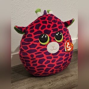 LARGE 16” Gilbert the Giraffe Squish A Boo Leopard Cheetah Print Hot Pink Purple